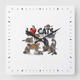Reloj Cuadrado Me encantan los gatos
