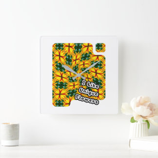 Reloj Cuadrado Me Gustan Las Flores Únicas