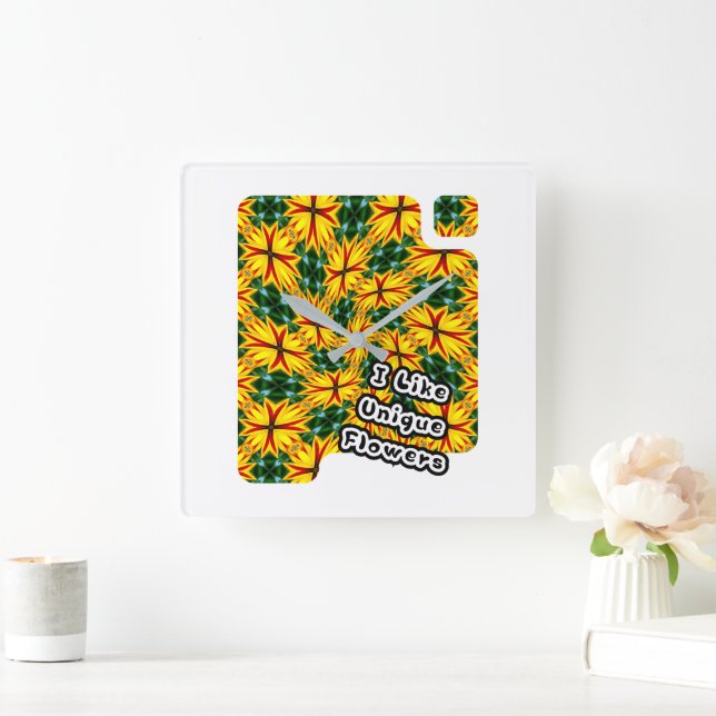 Reloj Cuadrado Me Gustan Las Flores Únicas (Hogar)