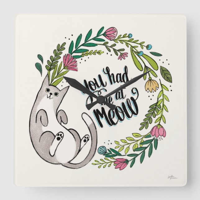 Reloj Cuadrado Me Tenías En Meow (Anverso)