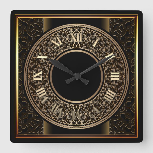 Reloj Cuadrado Medallón de oro de moda 2 (Anverso)