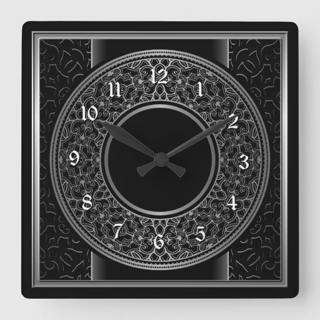 Reloj Cuadrado Medallón de plata chic (Anverso)