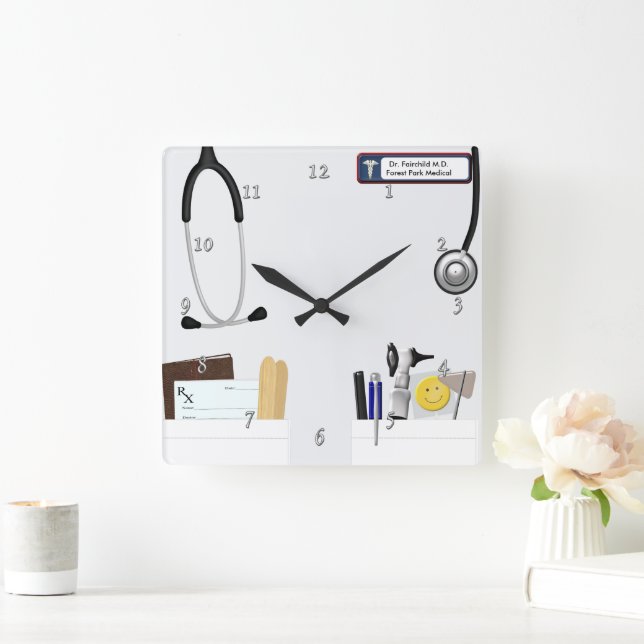 Reloj Cuadrado Médica Coat personalizado (Hogar)