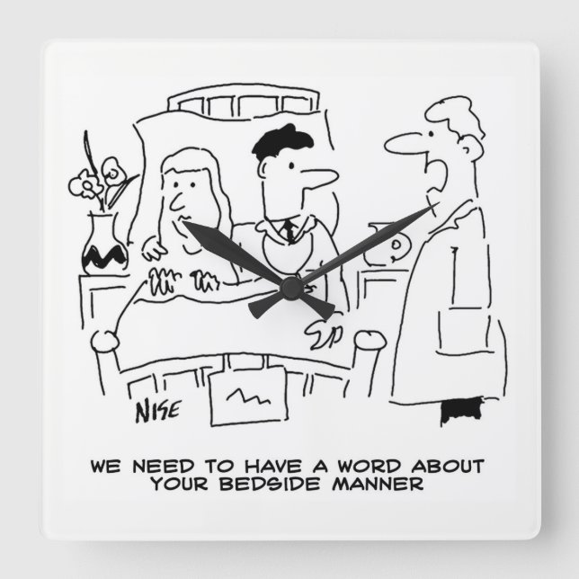 Reloj Cuadrado Médica De Manera Negativa. Médico (Anverso)