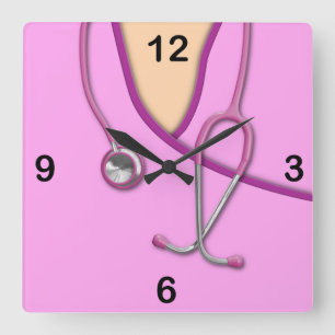 Reloj Cuadrado Médico rosado friega