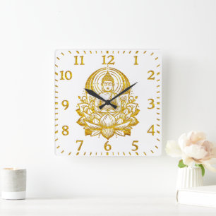Reloj Cuadrado Meditar Buda en Lotus