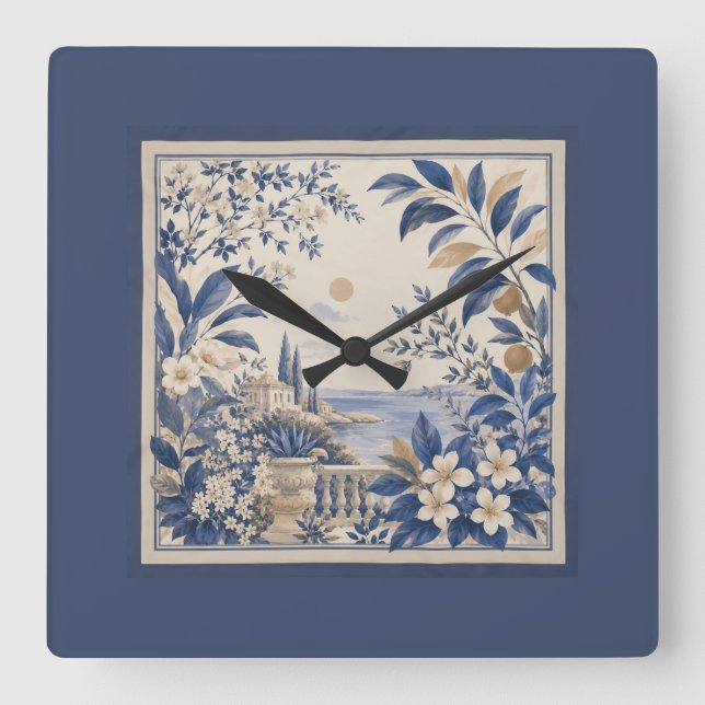 Reloj Cuadrado Mediterranean Botanical Wall Clock (Anverso)