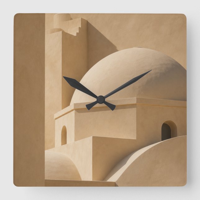 Reloj Cuadrado Mediterranean Dome Wall Clock, Minimalist Neutral  (Anverso)