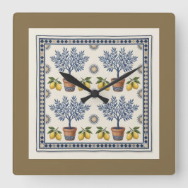 Reloj Cuadrado Mediterranean Lemon Tree Square Wall Clock