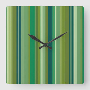 Reloj Cuadrado Medley de Franjas Verdes Cálidas y Frías