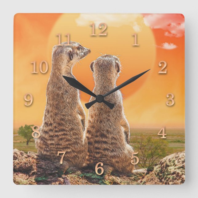 RELOJ CUADRADO MEERKATS MEJOR AMIGOS PARA SIEMPRE (Anverso)