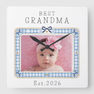 Reloj Cuadrado Mejor Abuela Est Fecha Personalizada Foto Bonita E