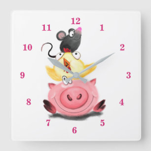 Reloj Cuadrado Mejor amigo niño picante y ratón - Personalizado 