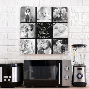 Reloj Cuadrado Mejor Bubbie Nunca 8 Collage de fotos Purpurina de