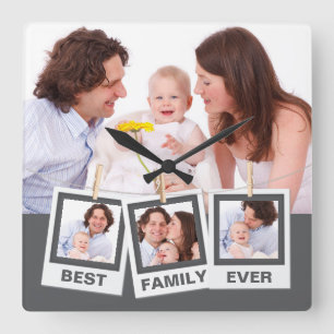 Reloj Cuadrado Mejor Collage de Fotos Personalizado para Familia 