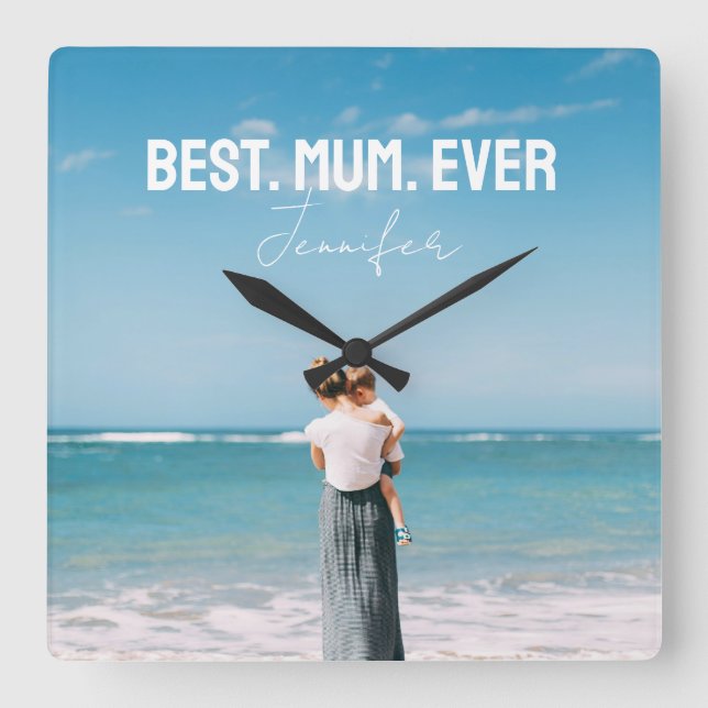 Reloj Cuadrado Mejor foto de Mamá de la historia (Anverso)