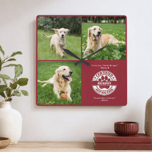 Reloj Cuadrado Mejor Perro del Mundo 3 Foto Rojo