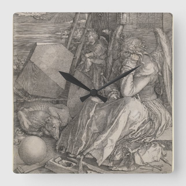 Reloj Cuadrado Melancholia I, grabada por Albrecht Durer (Anverso)