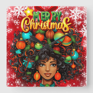 Reloj Cuadrado Melanin Navidad a la reina natural africana