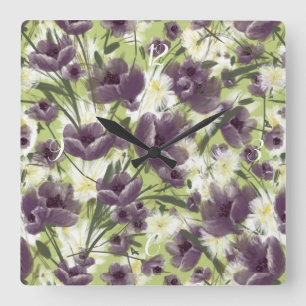 Reloj Cuadrado Mellow Garden Morple Poppies Clock