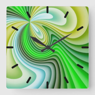 Reloj Cuadrado Mellow Yellow and Green Waves