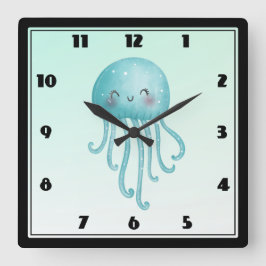 Reloj Cuadrado Melocote azul-verde dulce