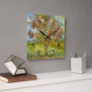 Reloj Cuadrado Melocotonero en flor de Vincent van Gogh