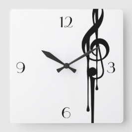 Reloj Cuadrado MELTPOINT BLANCO Negro G-Clef Grandes números de P