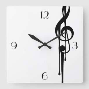 Reloj Cuadrado MELTPOINT BLANCO Negro G-Clef Grandes números de P
