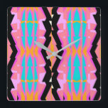 Reloj Cuadrado Memphis Design Wire<br><div class="desc">Memphis Design Wire. 2024,  Ken Gage. Arte digital: abstracto.</div>