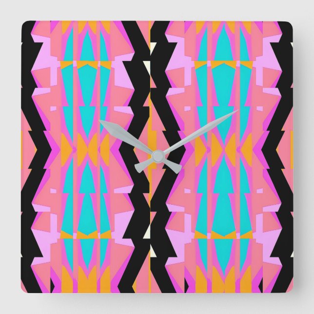 Reloj Cuadrado Memphis Design Wire (Anverso)