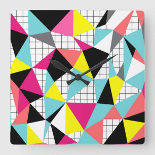 Reloj Cuadrado Memphis, formas geométricas