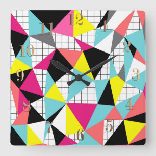 Reloj Cuadrado Memphis, geometric shapes