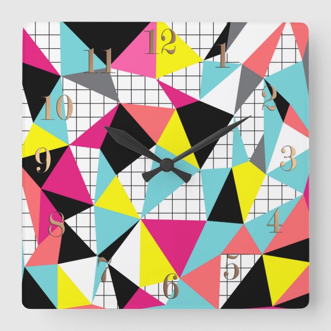 Reloj Cuadrado Memphis, geometric shapes (Anverso)