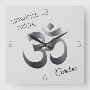 Reloj Cuadrado ¡Menor precio! Símbolo Om negro Metalizado de text