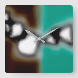 Reloj Cuadrado Mensaje en una botella: Resumen de Brown, Verde az