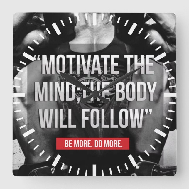 Reloj Cuadrado Mente y cuerpo - Motivación de entrenamiento (Anverso)