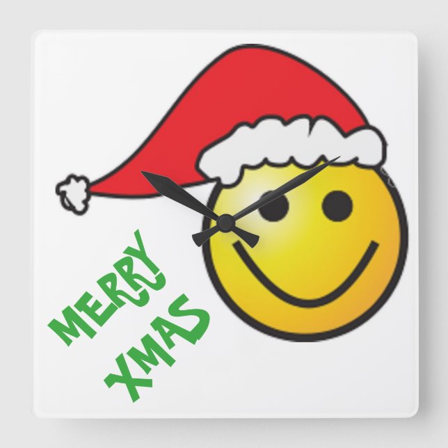RELOJ CUADRADO MERRY CHRISTMAS FACE SANTA (Anverso)