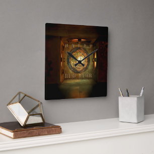 Reloj Cuadrado Meta de año nuevo con tema steampunk de SlipperyJo