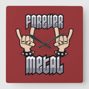 Reloj Cuadrado Metal Forever Cuernos de Diablo de Heavy Metal Señ