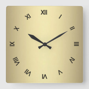 Reloj Cuadrado Metal Gold Look with Black Numerals