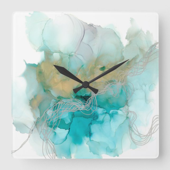 Reloj Cuadrado Metálicos entrelazados (Anverso)