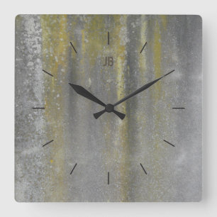 Reloj Cuadrado Metalizado AMARILLO PERMANECIDO   Decoración indu