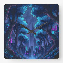 Metrópolis futurista paisaje urbano ciberpunk neón