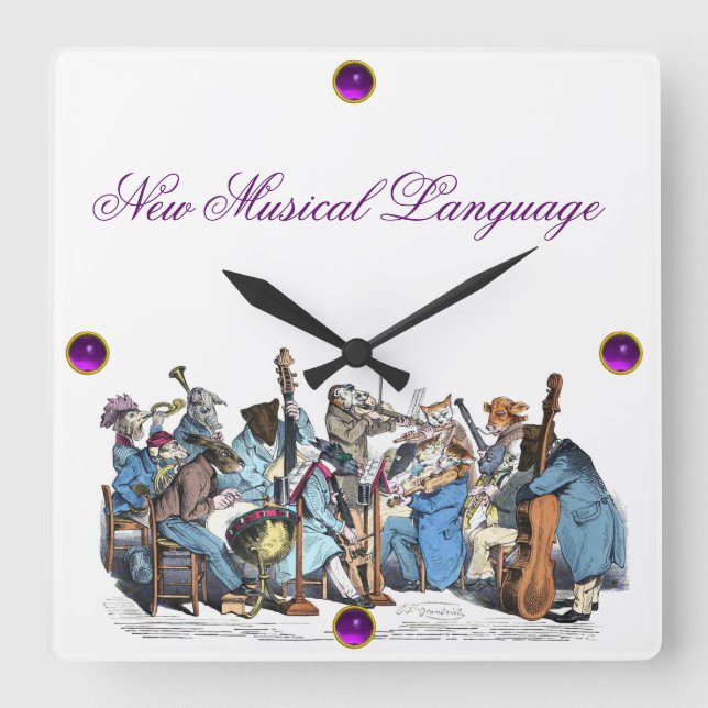 RELOJ CUADRADO MEW LENGUAJE MUSICAL ANIMAL FARM ORCHESTRA (Anverso)