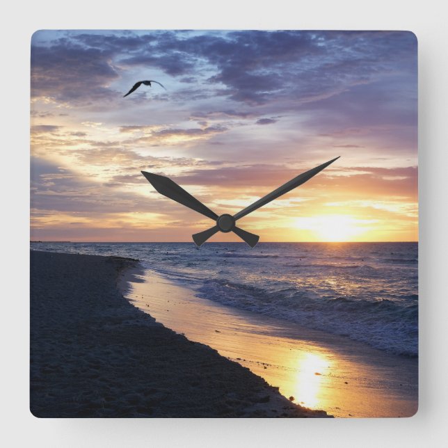 Reloj Cuadrado México Sunrise on the Beach (Anverso)