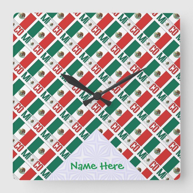Reloj Cuadrado Mexico Tiled Personalized Square Wall (Anverso)