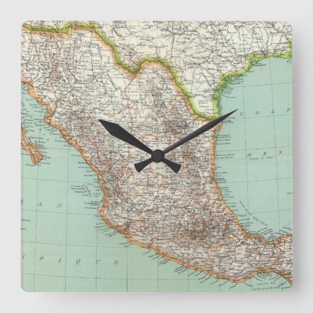 Reloj Cuadrado Mexique - Map of Mexico (Anverso)