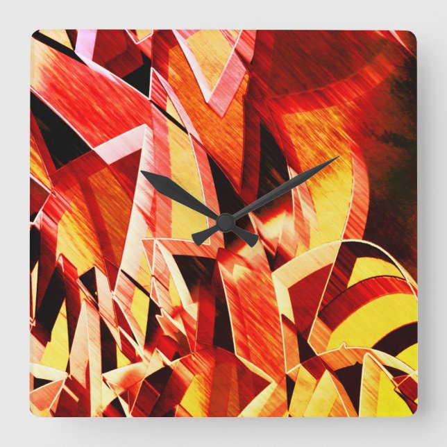 Reloj Cuadrado Mezcla amarillenta con rojo oscuro, fuerte y estra (Anverso)