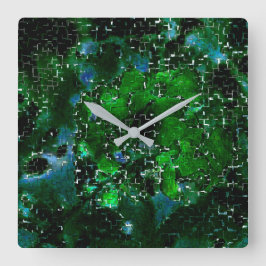 Reloj Cuadrado Mezcla de hojas claras y rústicas en mosaico
